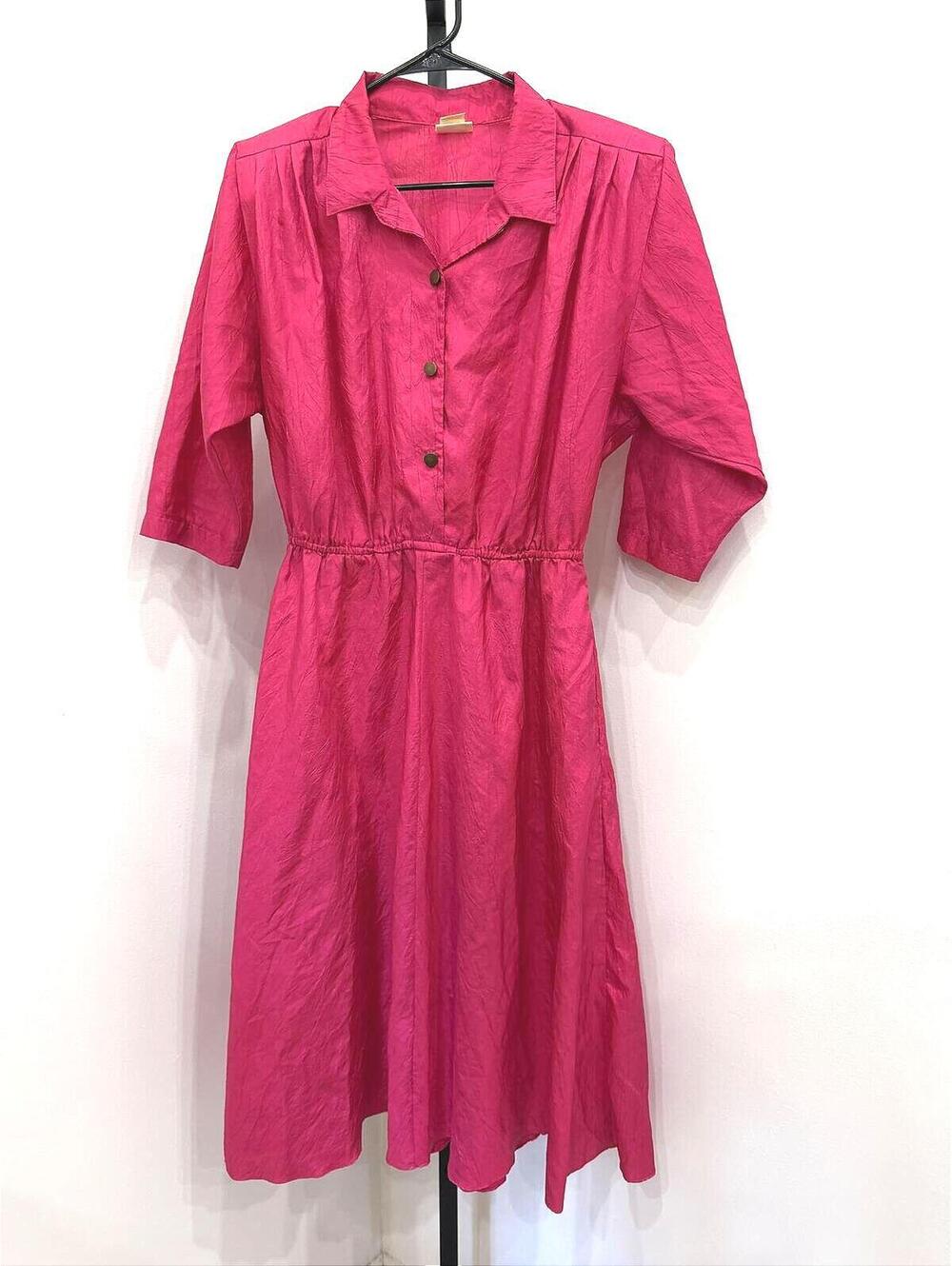 Vintage Sandy Sandy Contemporary Dress Made In Usa - Pink Button Front